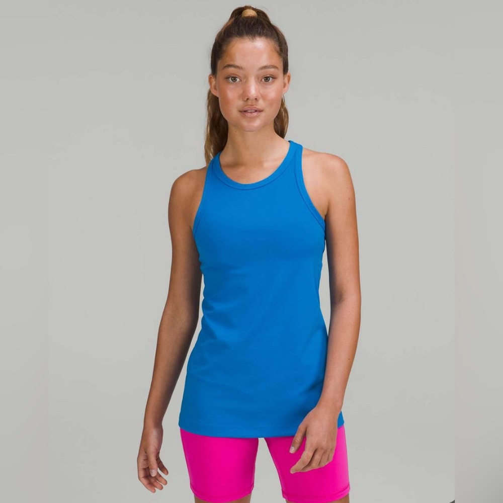 Kayak Blue align waist-length tank top